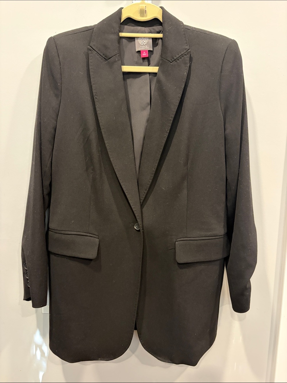 Vince Camuto Black Single-Button Blazer with Flap Pockets
